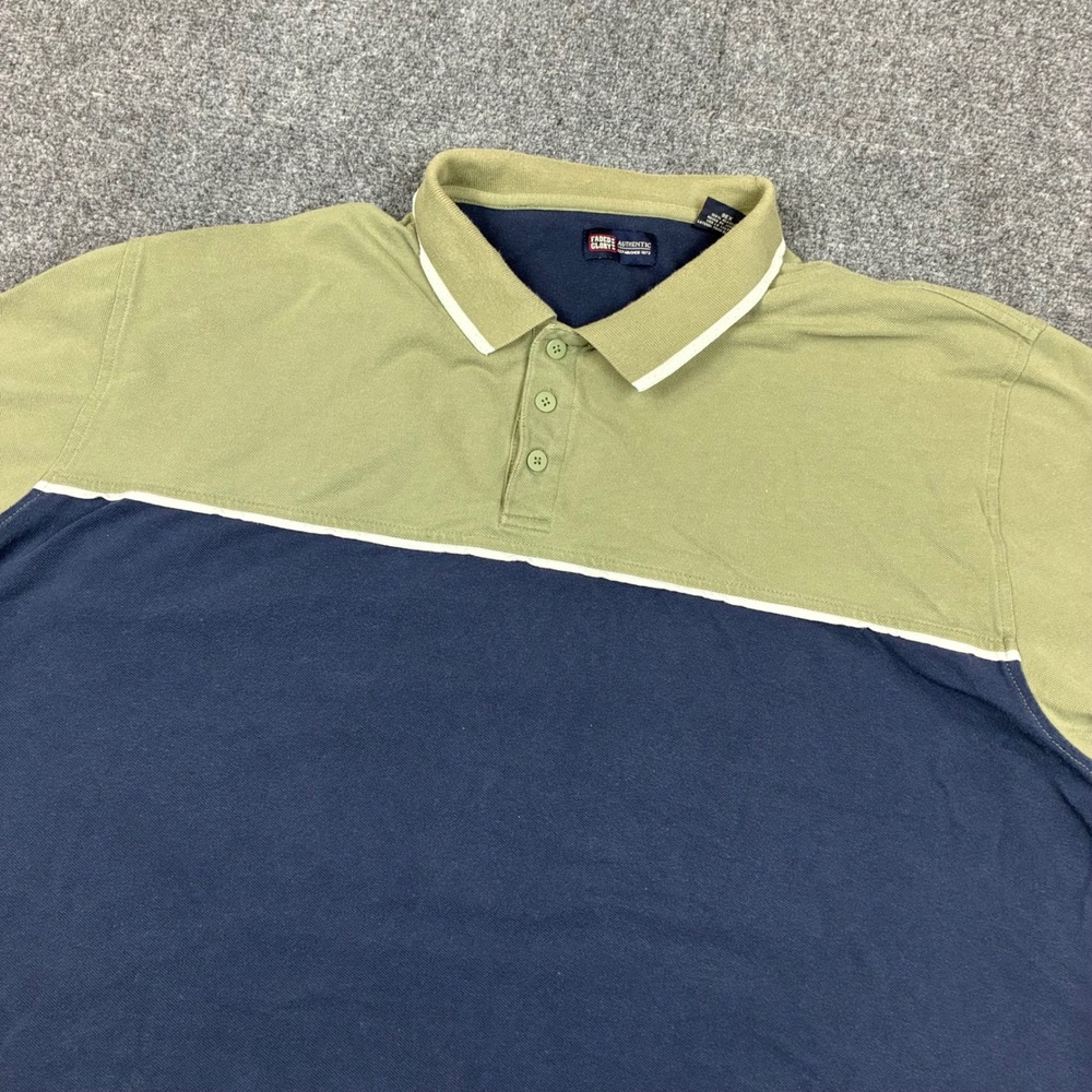 Faded Glory Mens Size 3XL Polo Shirt Colorblock Green‎ Navy Short Sleeve Cotton